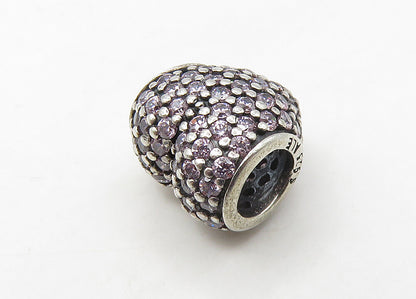 PANDORA 925 Sterling Silver  Vintage Pink Topaz Heart Slide Pendant  PT17283