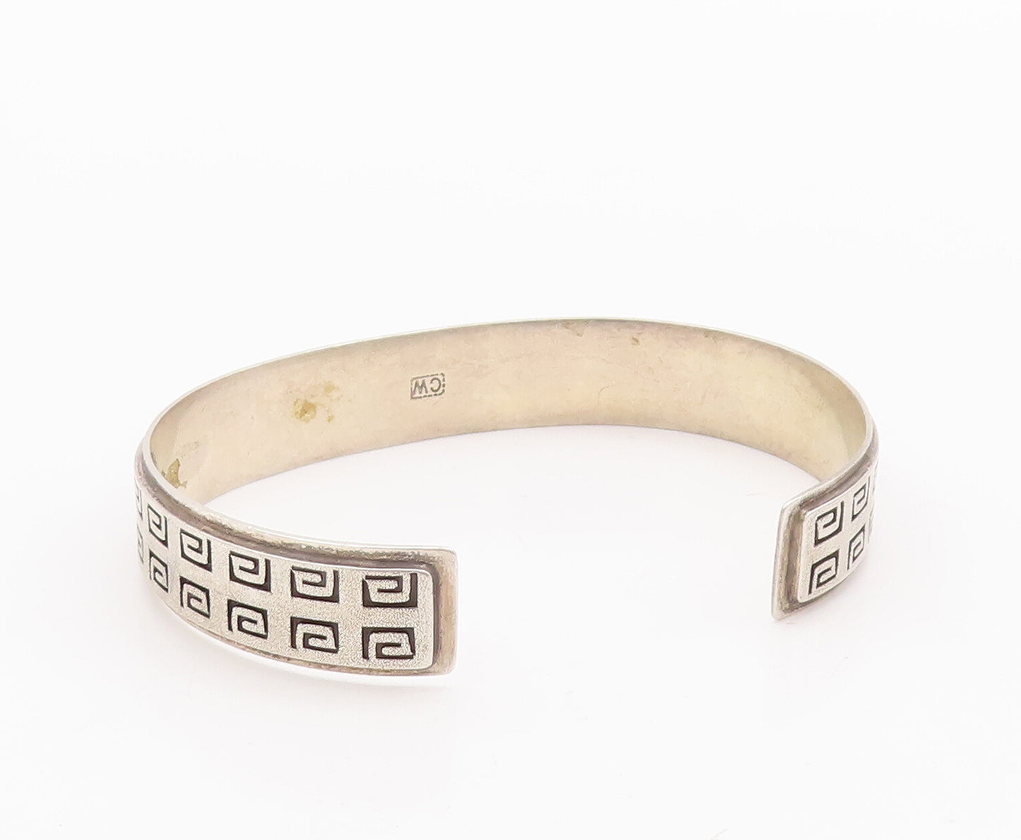 925 Sterling Silver Vintage Bracelet Designer Spiral Maze Etched Cuff  BT10552