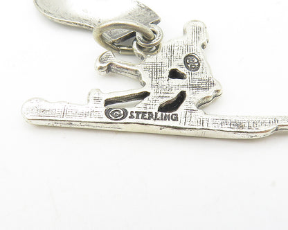 925 Sterling Silver  Vintage Skiing Person New York Sports Pendant  PT9083