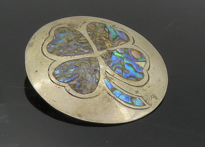 JCN MEXICO 925 Sterling Silver  Vintage Abalone Clover Brooch Pin  BP4121