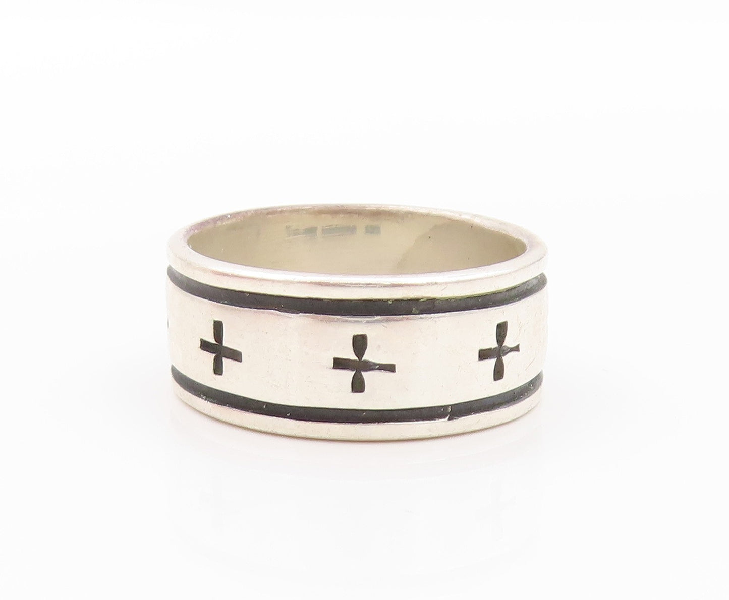 925 Sterling Silver Vintage Ring MEXICO Solid + Sign Etched  Sz 10  RG32418