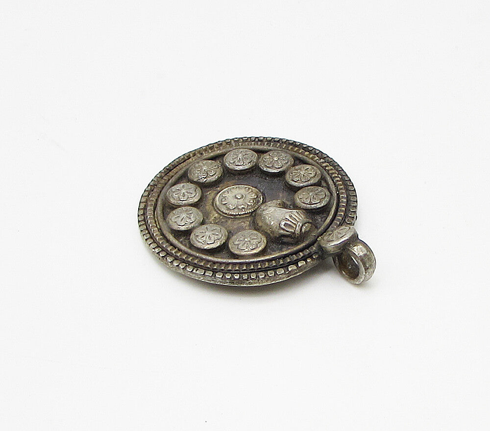 925 Sterling Silver  Vintage Retro Floral Art Deco Drop Pendant  PT2223