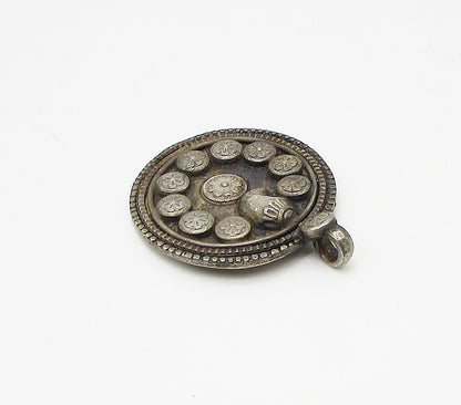 925 Sterling Silver  Vintage Retro Floral Art Deco Drop Pendant  PT2223