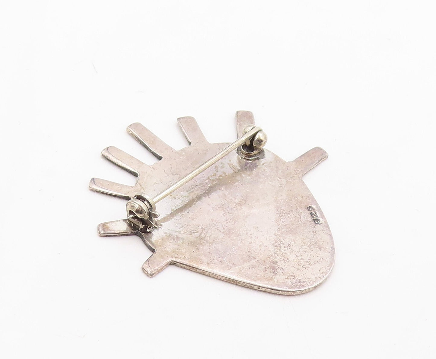 925 Sterling Silver Vintage Brooch Pin Boy In Surprise Carved Face  BP11294