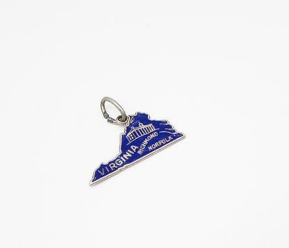 BEAU 925 Sterling Silver  Vintage Virginia Map Charm Pendant  PT2162