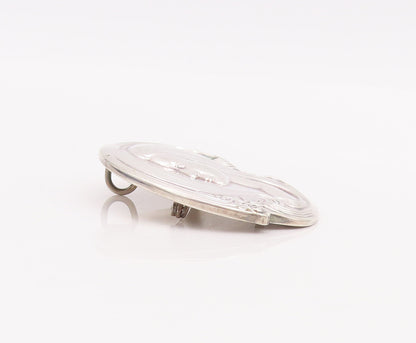 925 Sterling Silver Vintage Brooch Pin LUNT Solid Carved Girl Face  BP11017