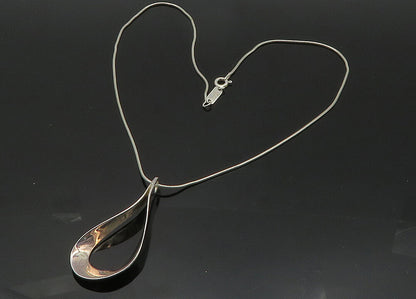 925 Sterling Silver  Vintage Shiny Open Rain Drop Chain Necklace  NE3454