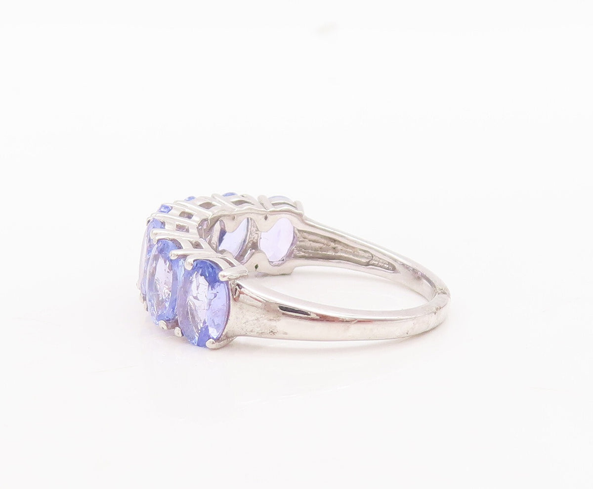 925 Sterling Silver Vintage Ring Oval Cut Tanzanite Band  Sz 7  RG29749