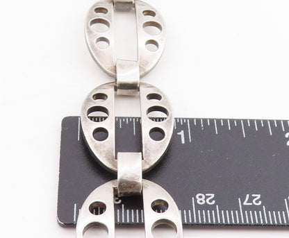 925 Sterling Silver Vintage Bracelet EUROPE Geometric Cut Out Link Chain BT11442