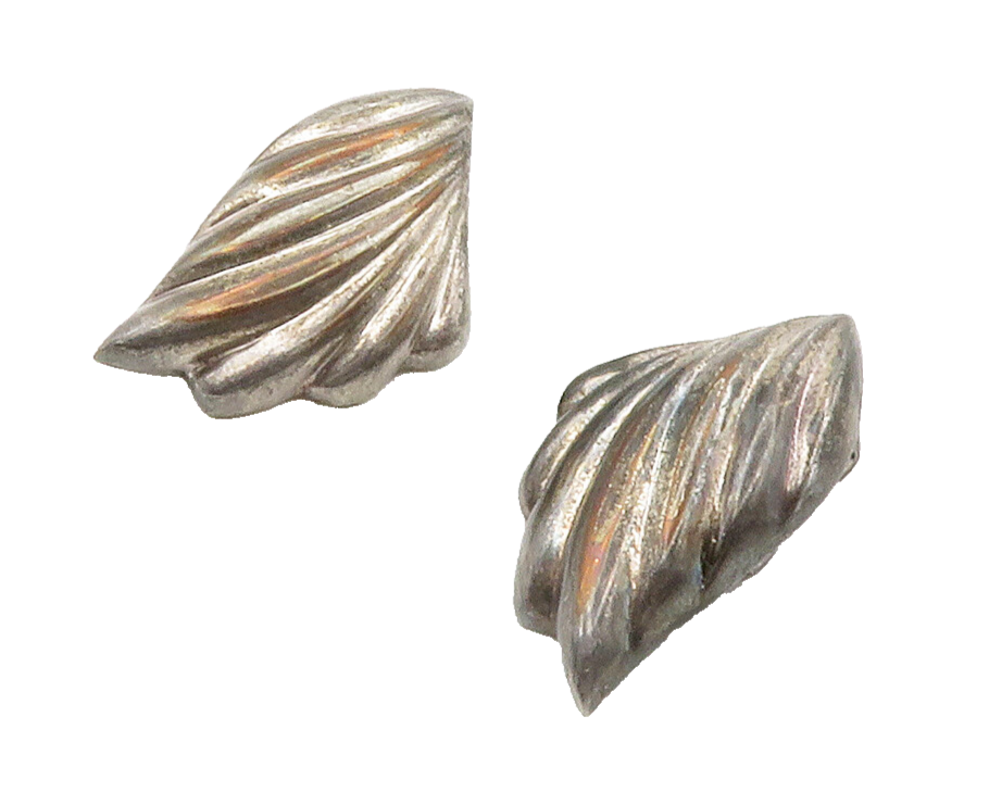 925 Sterling Silver  Vintage Dark Tone Scalloped Non Pierce Earrings  EG7661
