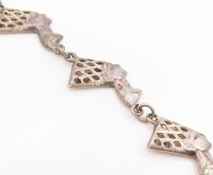 925 Sterling Silver Vintage Bracelet Egyptian Queen Nefertiti Head Link  BT11482