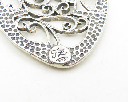 DESIGNER 925 Sterling Silver  Vintage Pretzel Swirl Vine Open Pendant  PT14318