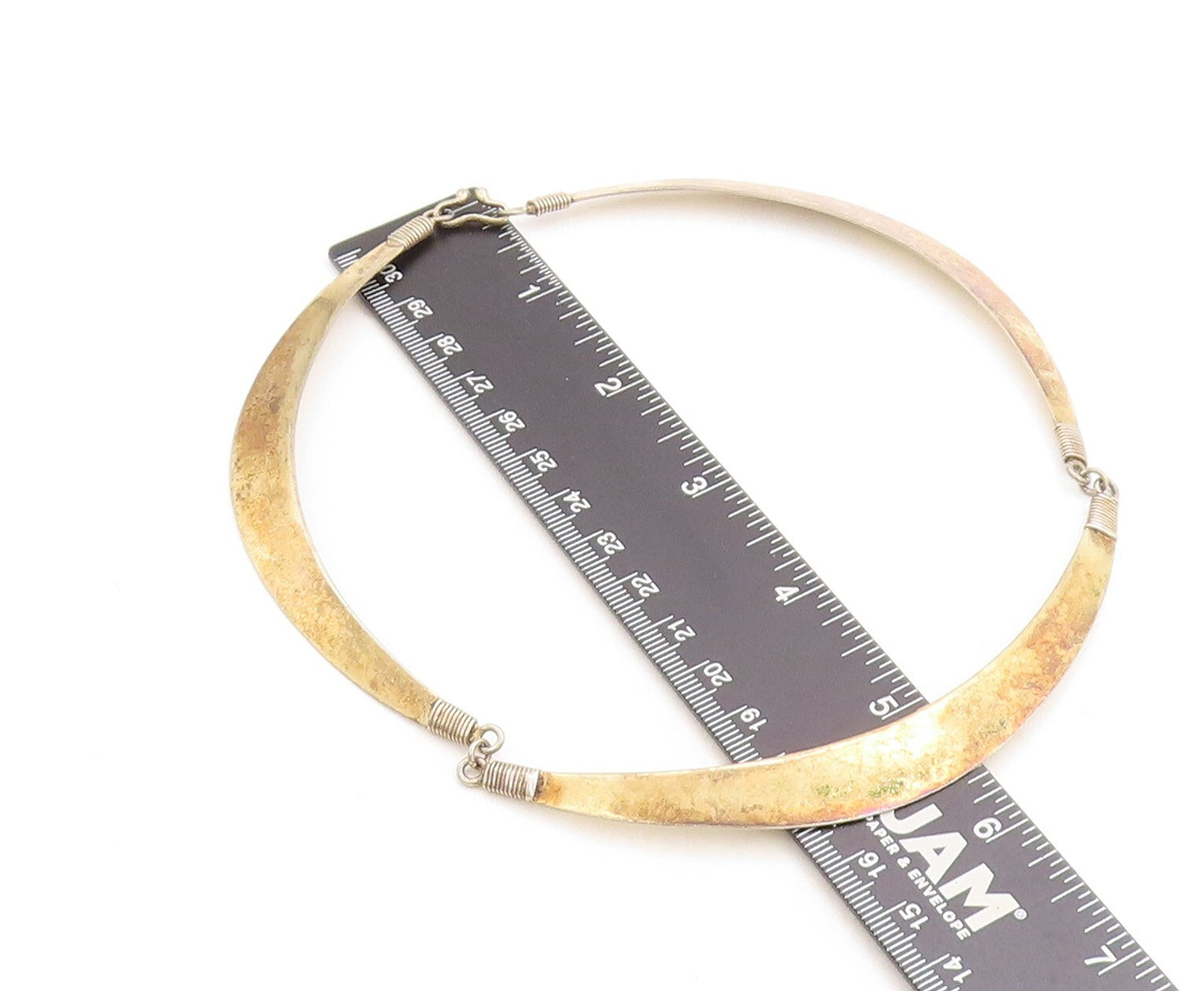 TAN BOGOTA 925 Silver  Vintage Wire Wrapped Curved Bar Chain Necklace  NE1911