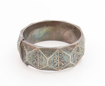 925 Sterling Silver Vintage Bracelet Antique Floral Geometric Bangle  BT12022