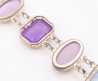 925 Sterling Silver Vintage Bracelet WHITNEY KELLY Multi Gemstone Link  BT12115