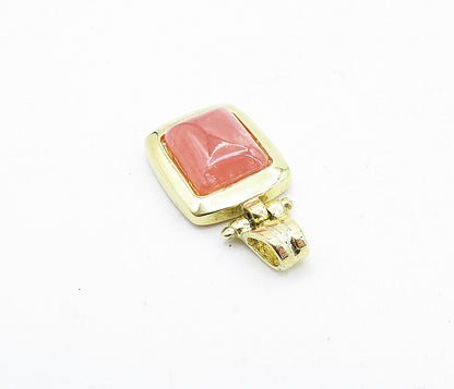 925 Sterling Silver  Quartz Shiny Gold Plated Square Drop Pendant  PT4000