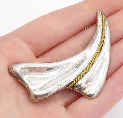 MEXICO 925 Sterling Silver  Vintage Modernist 2 Tone Twist Brooch Pin  BP2038