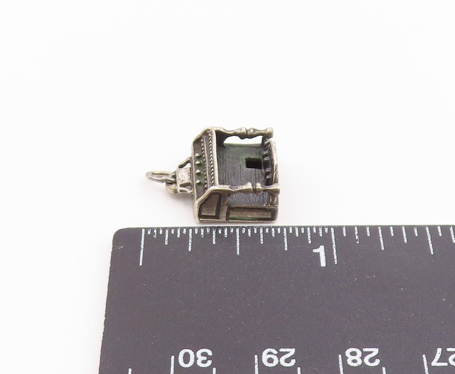 925 Sterling Silver  Vintage Oxidized Petite Wall Piano Pendant  PT16407