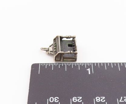 925 Sterling Silver  Vintage Oxidized Petite Wall Piano Pendant  PT16407