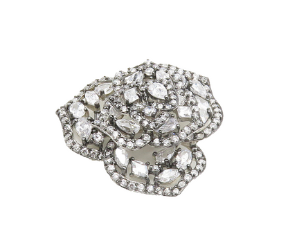 925 Sterling Silver  Sparkling Cubic Zirconia Flower Motif Pendant  PT14060