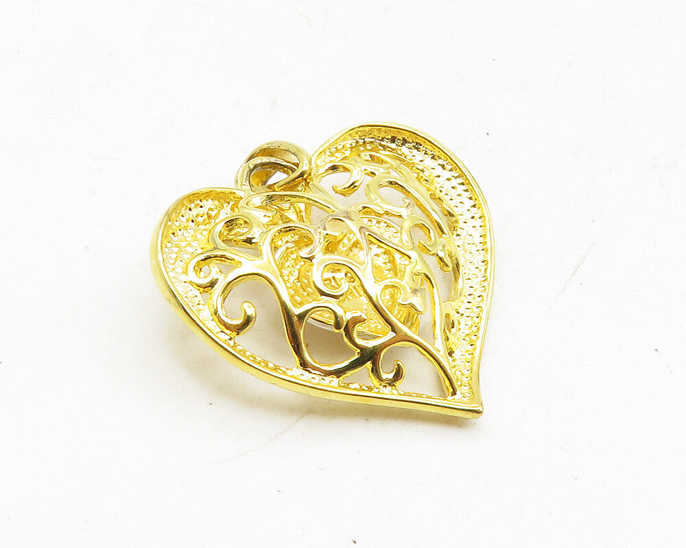 925 Sterling Silver  Genuine Diamond Gold Plated Love Heart Pendant  PT7730