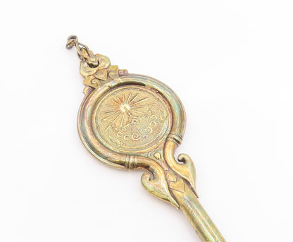 925 Sterling Silver Vintage Pendant Gold Plated Antique Large Key Locket PT26072