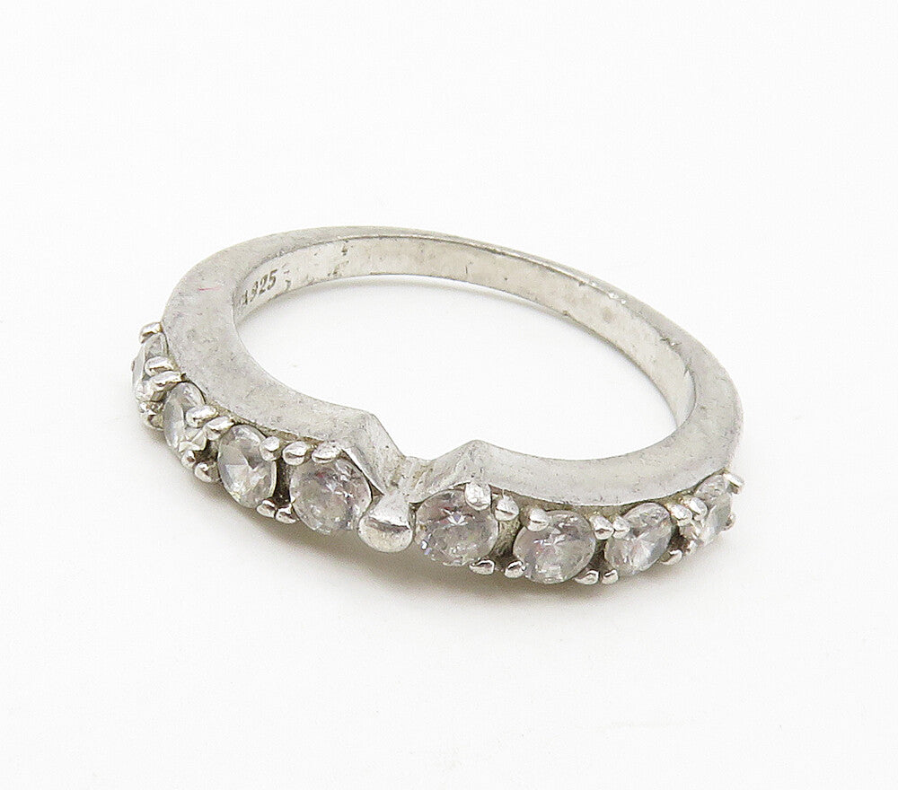 SETA 925 Sterling Silver  Vintage Cubic Zirconia Shiny Band Ring Sz 7  RG15951