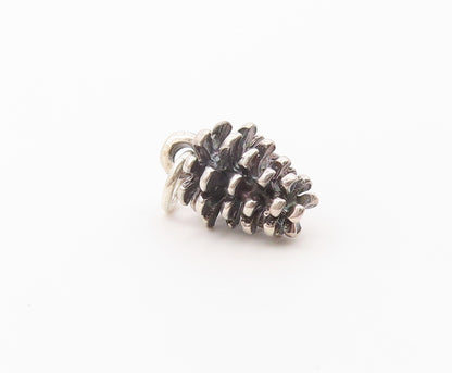925 Sterling Silver  Vintage Petite Dark Tone Pine Cone Motif Pendant  PT17290