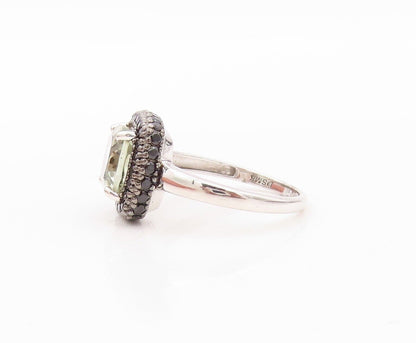 925 Sterling Silver Vintage Ring Oval Lapis Lazuli Floral Carved  Sz 7  RG30177