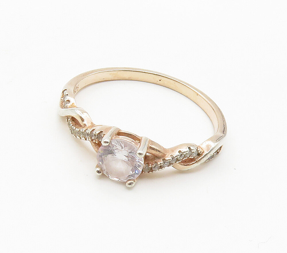 925 Sterling Silver  Cubic Zirconia Solitaire Accent Ring Sz 11.5  RG15702