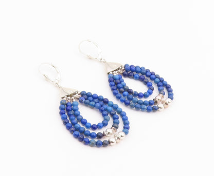 925 Sterling Silver Vintage Earrings DTR JAY KING Lapis Lazuli Dangle  EG14459