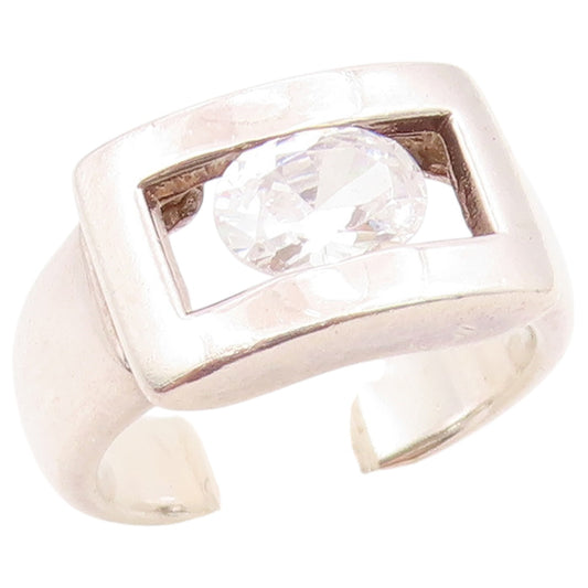 925 Sterling Silver Vintage Ring Modernist CZ Halo Geometric Band  Sz 8  RG36429