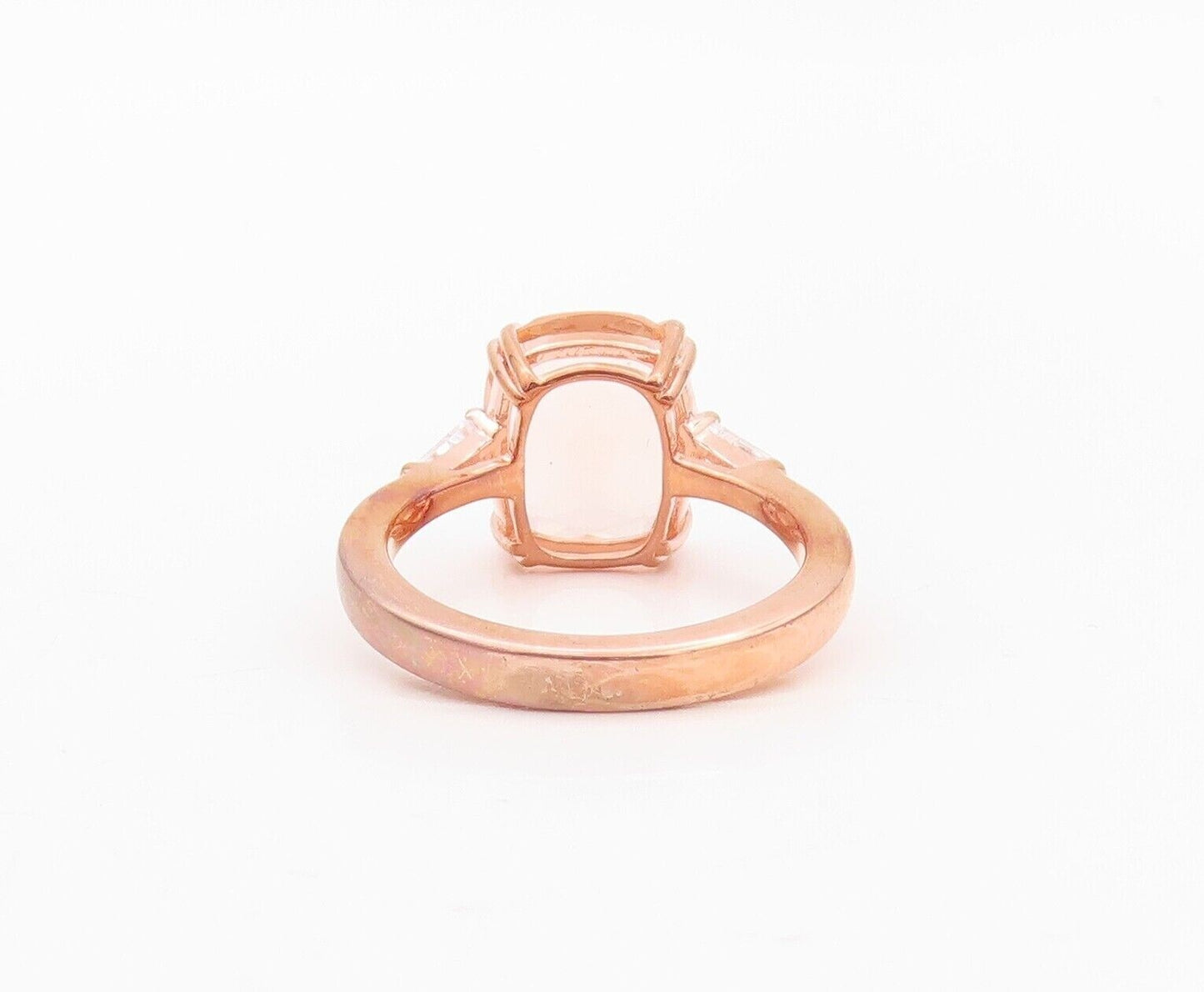925 Sterling Silver Vintage Ring Rose Gold Plated Morganite & CZ  Sz 7.5 RG30174