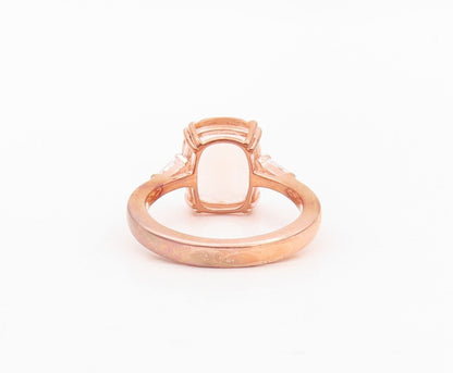 925 Sterling Silver Vintage Ring Rose Gold Plated Morganite & CZ  Sz 7.5 RG30174