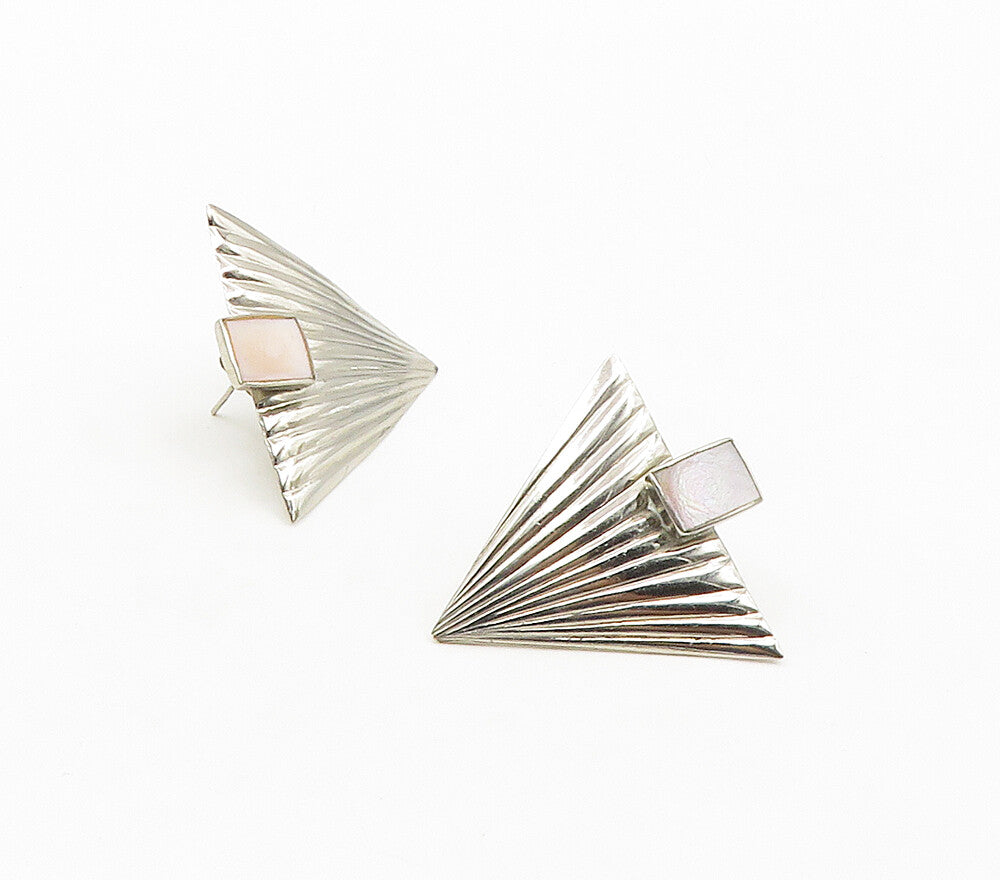 925 Silver Vintage Pink Mother Of Pearl Drop Earrings EG7988