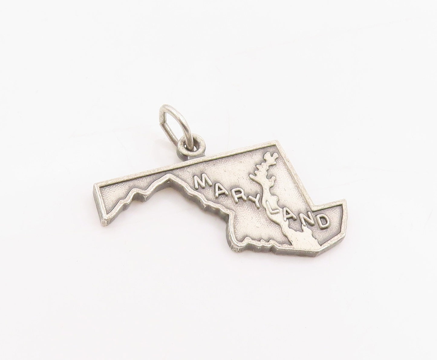 925 Sterling Silver Vintage Pendant Classic Maryland State Map Charm  PT25457