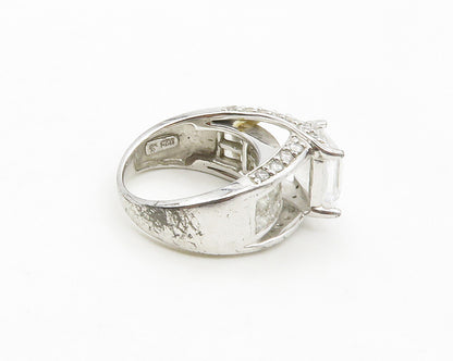 925 Sterling Silver  Sparkling Cubic Zirconia Cocktail Ring Sz 5  RG17191