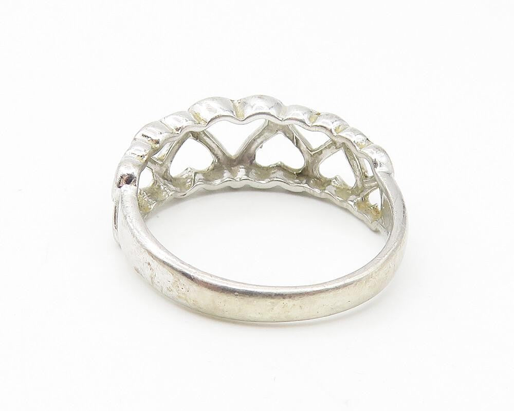 DL 925 Sterling Silver  Up & Down Open Love Hearts Band Ring Sz 7  RG10886