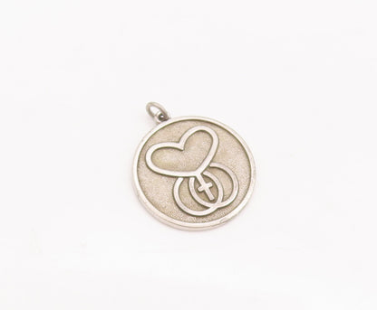 925 Sterling Silver Vintage Pendant DIEGES & CLUST Carved Heart & Cross  PT23037
