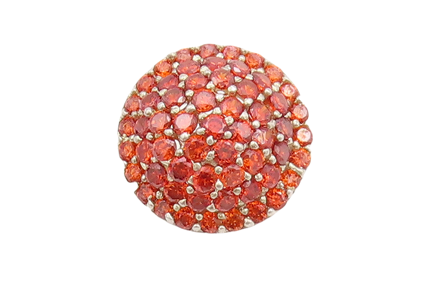 925 Sterling Silver Vintage Ring Domed Beaded Small Red CZ Inlay  Sz 6  RG28681