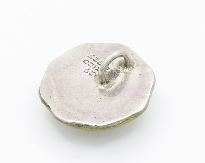 MEXICO 925 Sterling Silver  Vintage Two Tone Floral Dome Pendant  PT11533