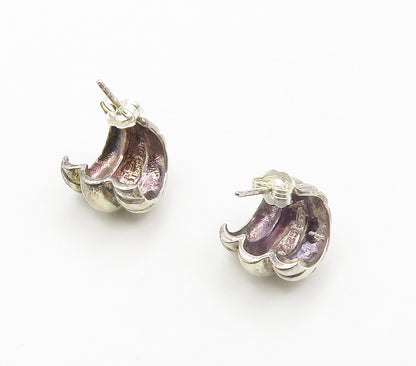 925 Sterling Silver  Vintage Petite Fluted Etched JHoop Earrings  EG7817