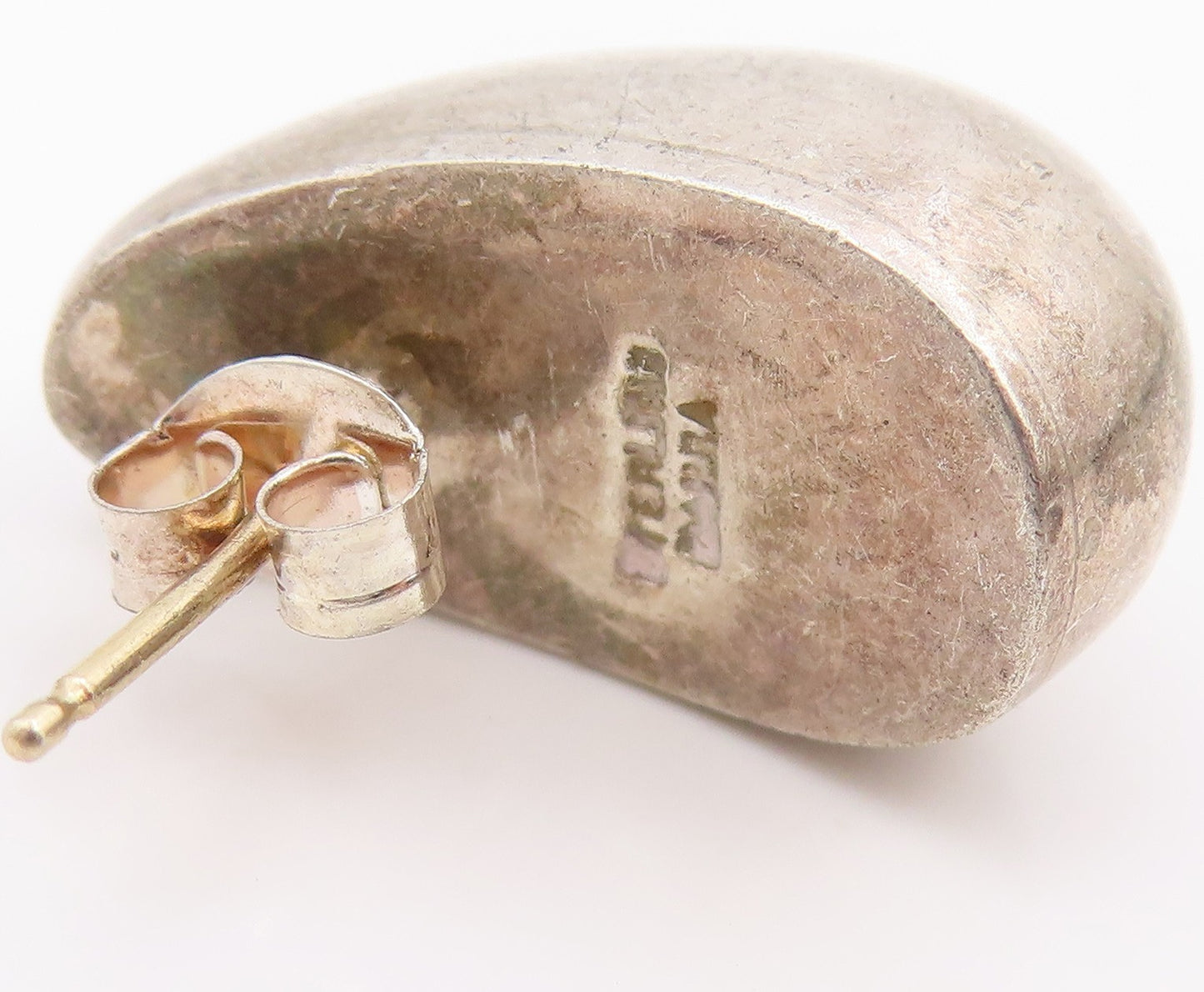 14k Gold & 925 Sterling Silver Vintage Earrings Modernist Single Pieces  EG14303