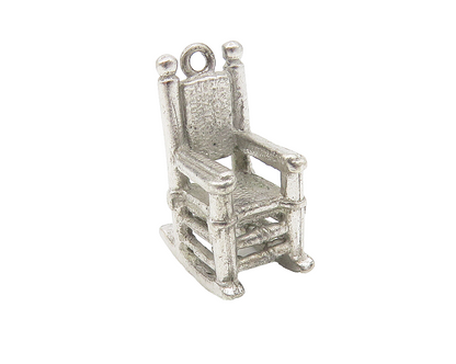 925 Sterling Silver  Vintage Shiny Petite Rocking Chair Motif Pendant  PT9079