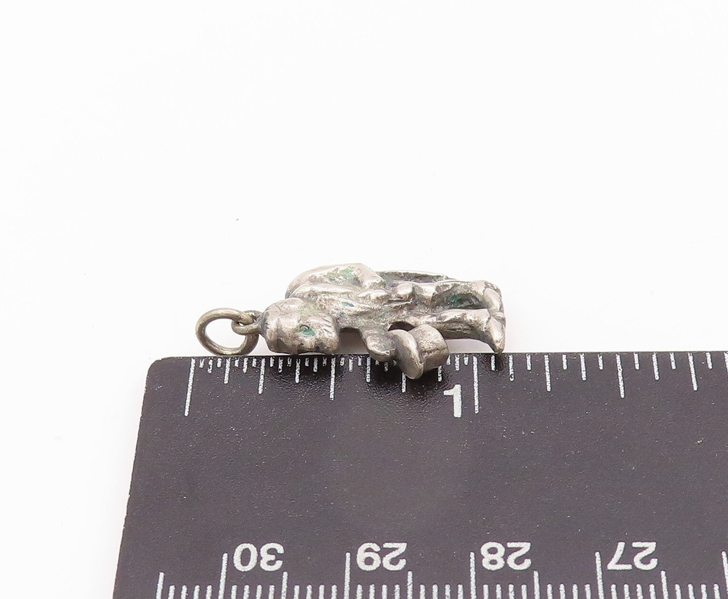 925 Sterling Silver Vintage Pendant Dark Tone Old Man With Hat In Hand  PT23931