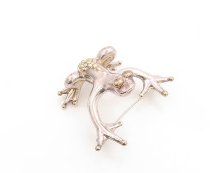 925 Sterling Silver Vintage Brooch Pin Solid Cutout Large Dotted Frog  BP11339