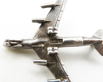 925 Sterling Silver  Vintage Petite Airplane Motif Pendant  PT15538