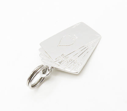925 Sterling Silver  Vintage Shiny Etched Playing Cards Motif Pendant  PT11693