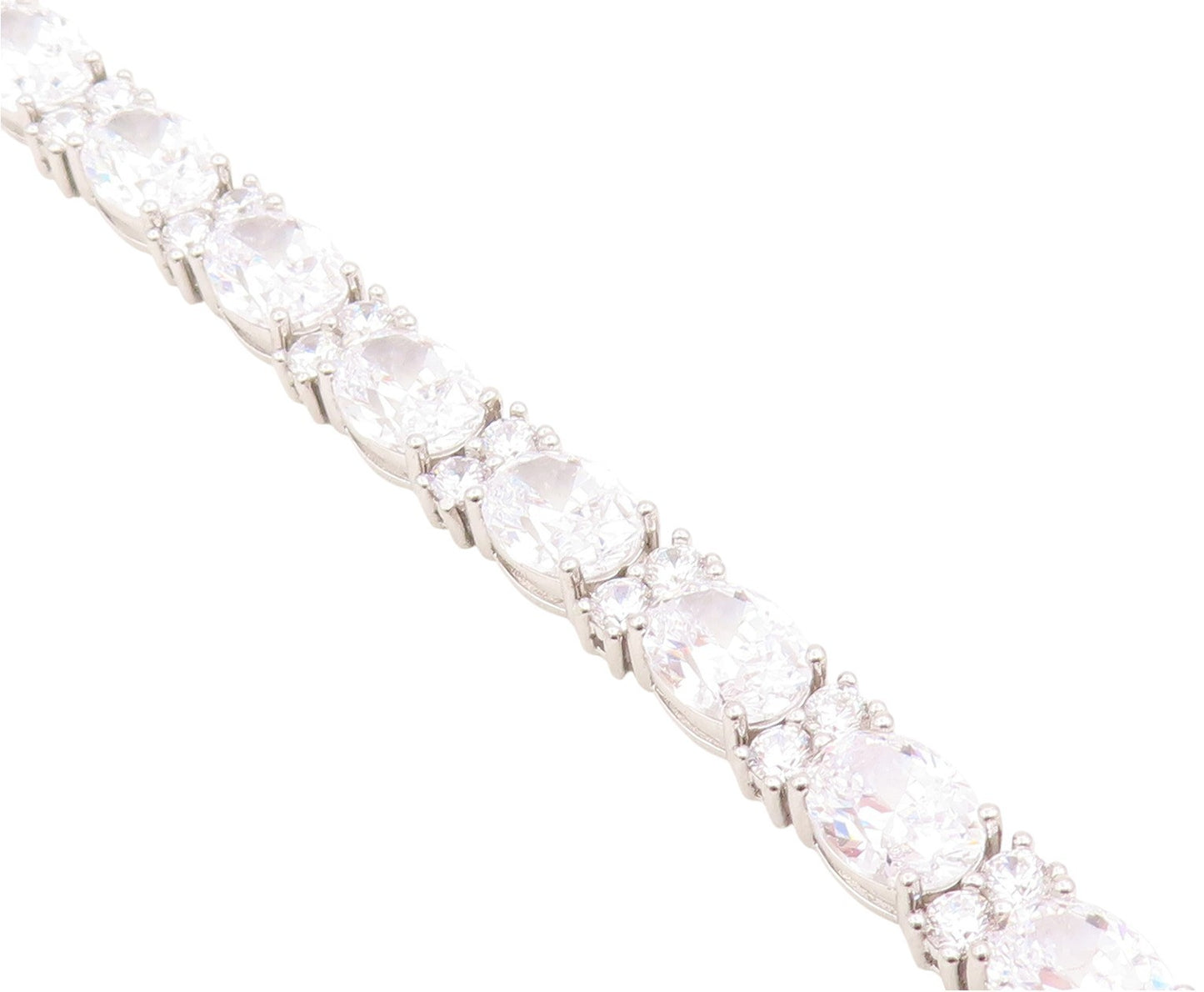 925 Sterling Silver Vintage Bracelet Sparkling CZ Elegant Tennis Link  BT11881