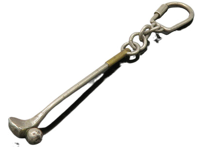 MEXICO 925 Sterling Silver  Vintage 2 Tone Golf Club Sports Key Chain  TR1896